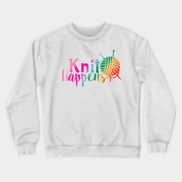 Knit Happens Rainbow Crewneck Sweatshirt by SarahWIllustration